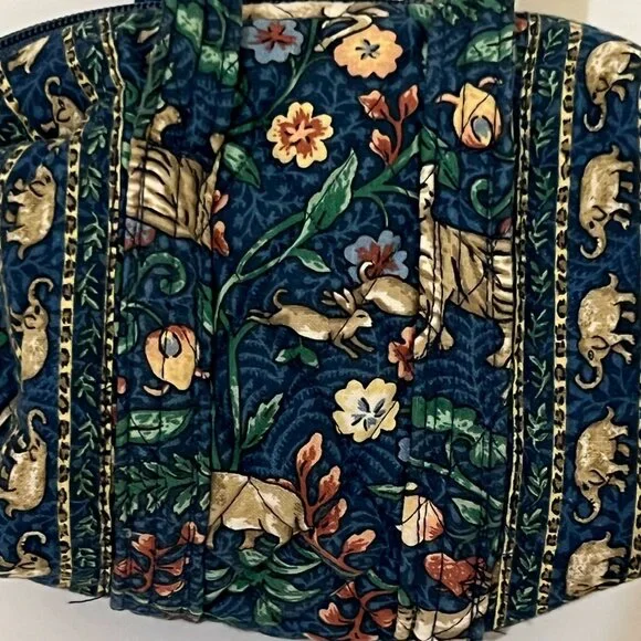 Vintage 90s Vera Bradley Mini Purse Animal Kingdom Blue Mini Duffel Bag Purse - Picture 2 of 7